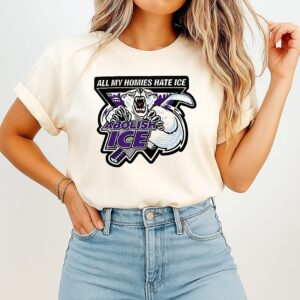 Indianapolis Ice Hockey Poler Baer All My Homies Hate Ice Abolish Ice Logo T-Shirt