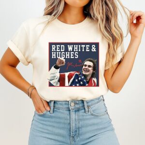 Jack Hughes USA Hockey Golden Goal 2026 Red White & Hughes Hockey T-Shirt