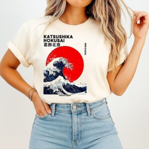 Katsushika Hokusai The Great Wave And Sun T-Shirt