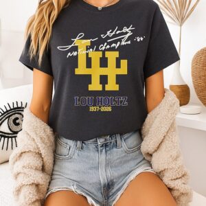 Lou Holtz 1973-2026 Notre Dame National Champions Signature T-Shirt
