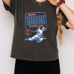 Mlb X Topps Cleveland Guardians Raglan Cartoon T-Shirt