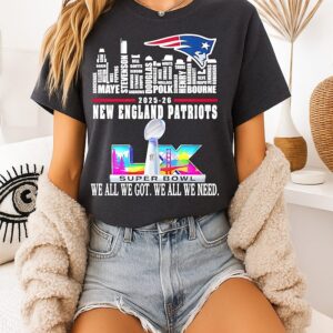 New England Patriots Champions Super Lx Bowl 2026 We All We Got We All We Need T-Shirt