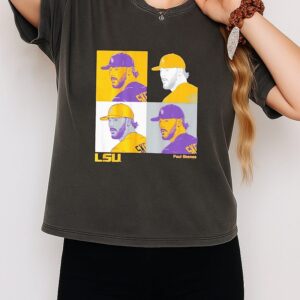 Paul Skenes Lsu Baseball Collage Panels Signature T-Shirt