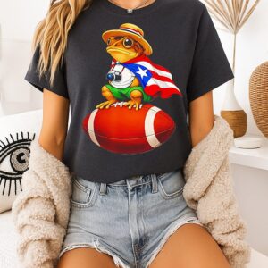 Puerto Rico Coqui Frog Football T-Shirt