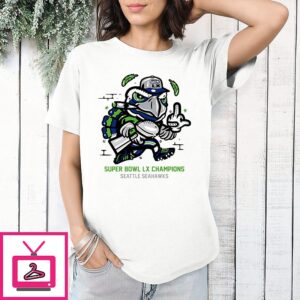 Seahawks Super Bowl Lx Champions Mascot Smoking Paint T-Shirt