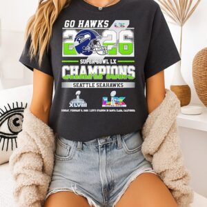 Seattle Seahawks 2026 Super Bowl Lx Champions Go Hawks Helmet T-Shirt
