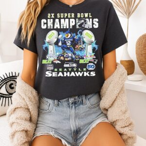 Seattle Seahawks 2x Super Bowl Champions 2025 Mascot T-Shirt