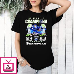Seattle Seahawks 2x World Champions Score T-Shirt