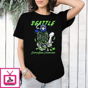 Seattle Seahawks Super Bowl Lx Champions Bird Smoking Paint T-Shirt