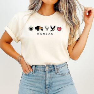 State Of Kansas Icons Crew I Love Kansas T-Shirt