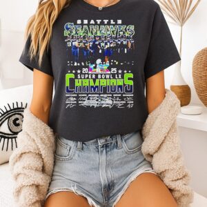Super Bowl Champions 2025 Seattle Seahawks Signatures T-Shirt