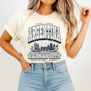 Argentina Meets Kansas City World Cup 2026 Vamos Missouri Skyline T-Shirt