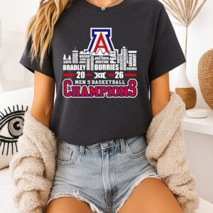 Arizona Wildcats 2026 Big 12 Men’s Basketball Tournament Champions Player Name City Skyline T-Shirt
