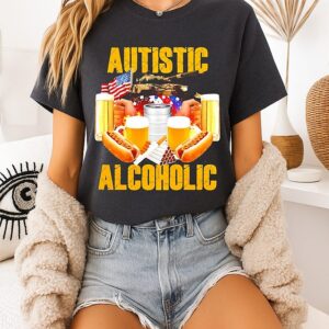 Autistic Alcoholic Tanks American Flags Beer Hot Dogs And Cigarettes