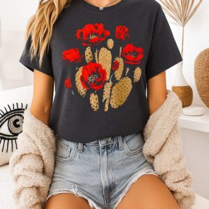 Boho Desert Graphic Cactus Flower T-Shirt