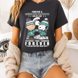 Charlie Brown And Snoopy X Michigan State Spartans Forever Fan No Matter What T-Shirt