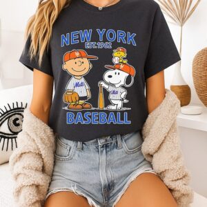 Charlie Brown And Snoopy X New York Mets Basketball Est 1962 T-Shirt