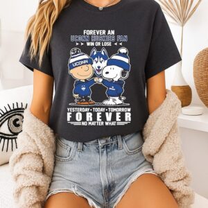 Charlie Brown And Snoopy X Uconn Huskies Forever Fan No Matter What T-Shirt