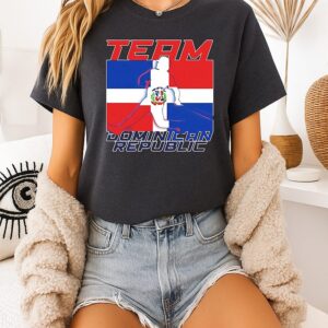 Dominican Republic World Baseball Classic Player Silhouette Flag T-Shirt