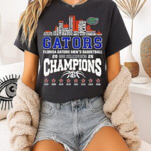 Florida Gators Sec Champions 2026 Player Name City Skyline T-Shirt