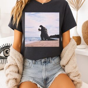 Godzilla With Beer On The Beach T-Shirt