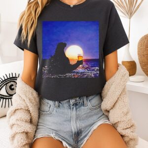 Godzilla With Beers Sunset Relaxing Moments T-Shirt