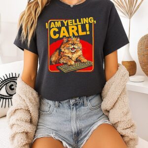 I Am Yelling Carl Cat Keyboard T-Shirt