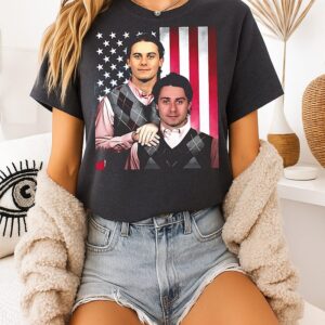 Jack And Quinn Hughes USA Hockey Step Brothers Flag T-Shirt