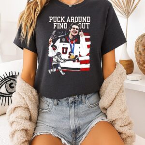 Jack Hughes Puck Around And Find Out Team USA Champions T-Shirt