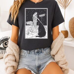 Medieval Cat Waffle House Tarot Style T-Shirt
