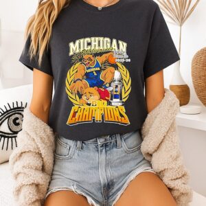 Michigan Wolverines Regular Season Co 2025-26 Big Ten Champions Mascot Trophy T-Shirt
