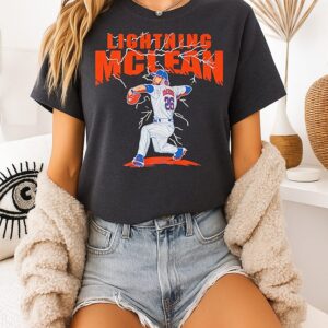 Nolan Mclean New York Mets Mlb Lightning Throwing Posture T-Shirt