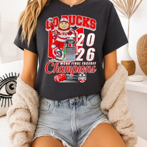 Ohio State Buckeyes NCAA Hockey Wcha Final Faceoff Champions 2026 Mascot T-Shirt