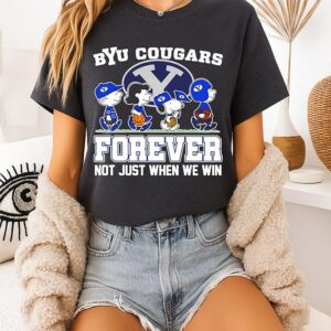 Peanuts X Byu Cougars Forever Fan Not Just When We Win Cartoon Characters T-Shirt