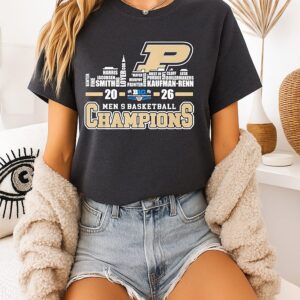 Purdue Boilermakers 2026 Big Ten Men’s Basketball Tournament Champions Player Name Skyline T-Shirt