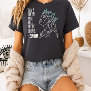 Queen Zenobia Of Palmyra I Am A Queen And I Will Not Be Bound Line Art T-Shirt