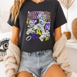 Randy Moss Minnesota Vikings Chalked Up Player Paint T-Shirt