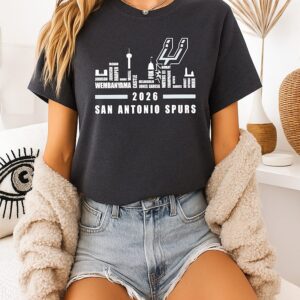 San Antonio Spurs NBA 2026 Name Player City Skyline T-Shirt