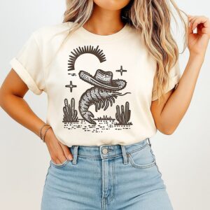 Shrimp Cowboy In Desert Funny T-Shirt