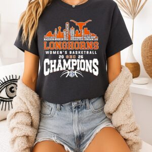 Texas Longhorns Women’s Basketball Champions 2026 Player Name City Skyline T-Shirt