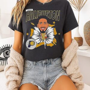 Tyrese Haliburton Indiana Pacers Caricature Retro Signature T-Shirt