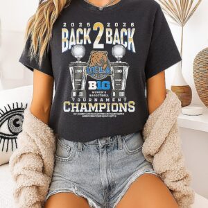 UCLA Bruins 2025 2026 Back 2 Back Tournament Champions Trophies T-Shirt