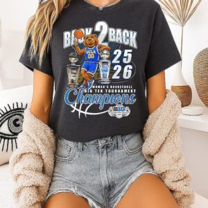 UCLA Bruins Back 2 Back 2025-26 Women’s Basketball Big Ten Tournament Champions Mascot T-Shirt