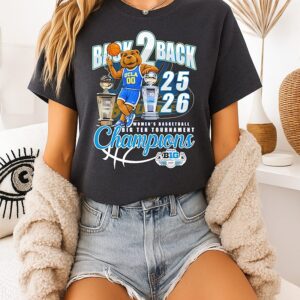 UCLA Bruins NCAA Women’s Basketball Big Ten Tournament Champions 2026 Back 2 Back Mascot T-Shirt