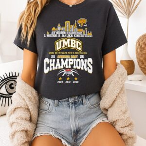 Umbc Retrievers America East Champions 2026 Player Name City Skyline T-Shirt