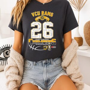 Vcu Rams 2026 A-10 Champions 27-7 Score Signatures T-Shirt