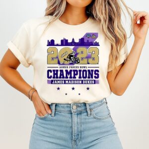 Washington Huskies 2023 Champions James Madison Dukes Armed Force Bowl T-Shirt