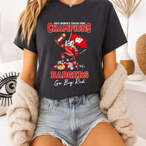 Wisconsin Badgers 2026 NCAA Women’s Frozen Four Champions Go Big Red Mascot T-Shirt