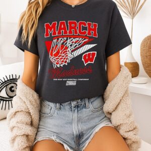 Wisconsin Badgers Mbb 2026 March Madness Retro Swish T-Shirt