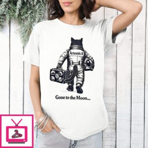Artemis Ii Mission Cat Astronaut Gone The Moon T-Shirt